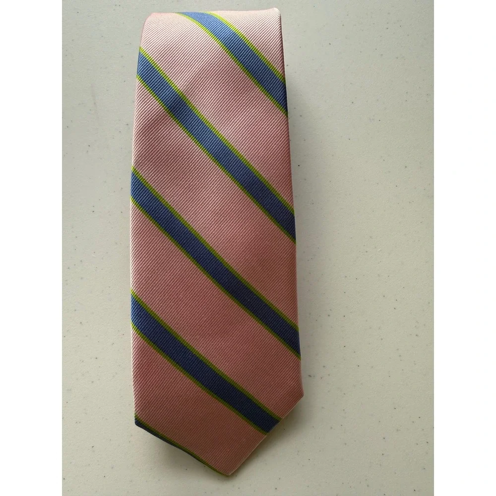 NWT Peter Blair 100% Silk Pink Blue Stripe Tie Men's Necktie Preppy‎